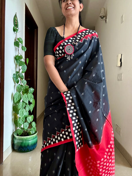 Woven double Ikkat Pochampally Cotton saree
