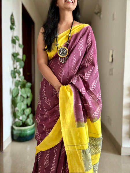 Woven Ikkat Pochampally Cotton saree