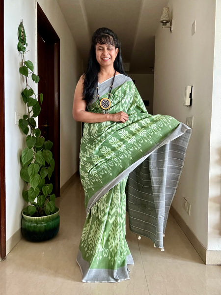Woven Ikkat Pochampally Cotton saree