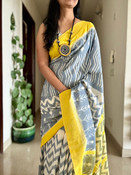 Woven Ikkat Pochampally Cotton saree