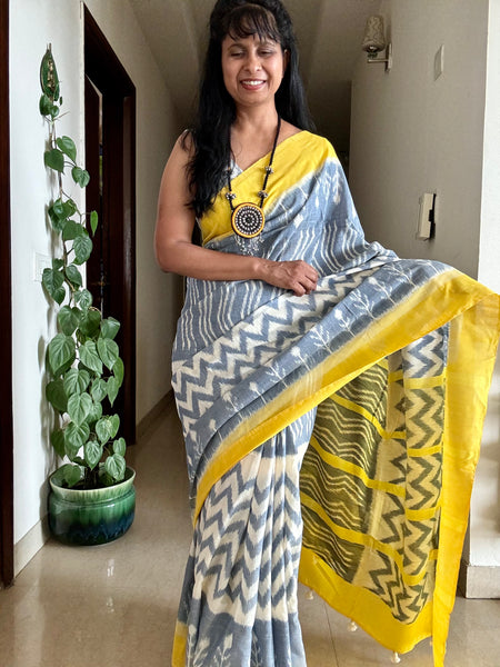 Woven Ikkat Pochampally Cotton saree