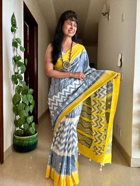 Woven Ikkat Pochampally Cotton saree