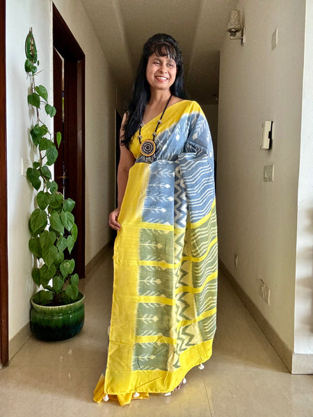 Woven Ikkat Pochampally Cotton saree