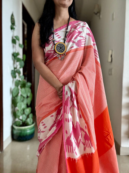 Woven double Ikkat Pochampally Cotton saree