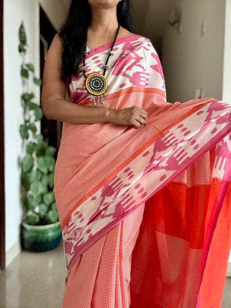 Woven double Ikkat Pochampally Cotton saree