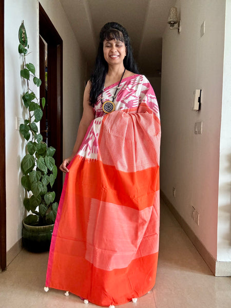 Woven double Ikkat Pochampally Cotton saree