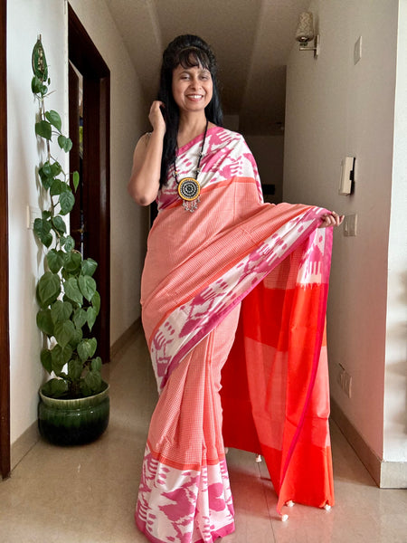 Woven double Ikkat Pochampally Cotton saree