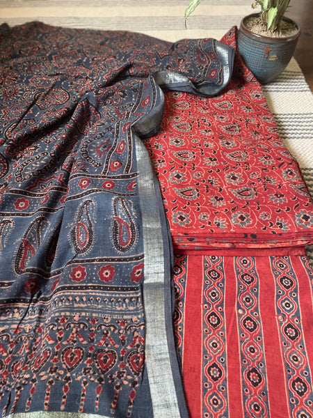 3 piece set - AJRAKH HANDCRAFTED COTTON SUIT SET