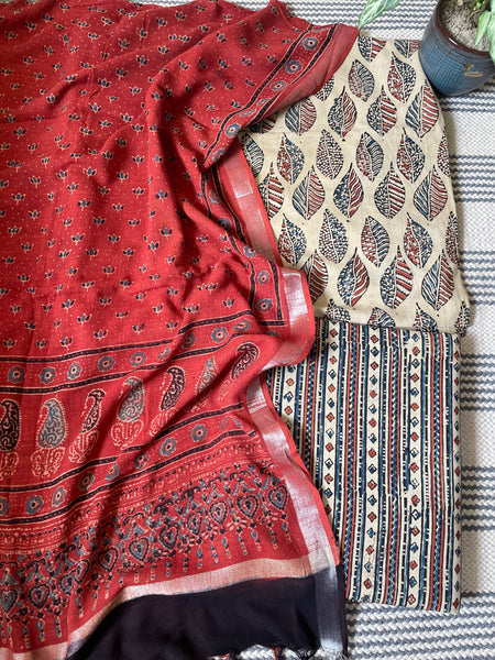 3 piece set - AJRAKH HANDCRAFTED COTTON SUIT SET