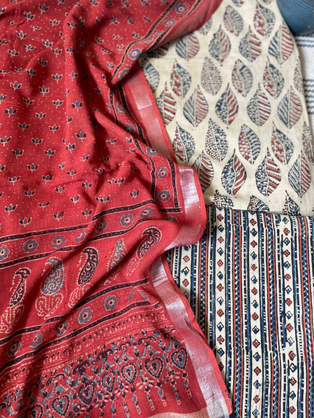 3 piece set - AJRAKH HANDCRAFTED COTTON SUIT SET