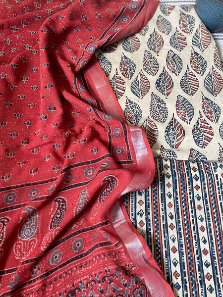 3 piece set - AJRAKH HANDCRAFTED COTTON SUIT SET
