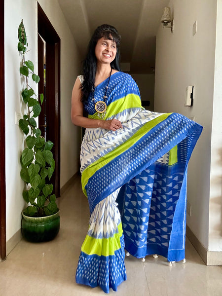Woven Ikkat Pochampally Cotton saree