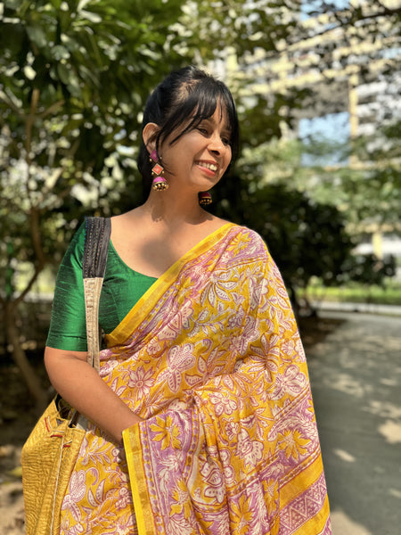 Chanderi Blockprinted Cotton Silk Saree