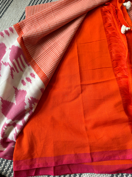 Woven double Ikkat Pochampally Cotton saree