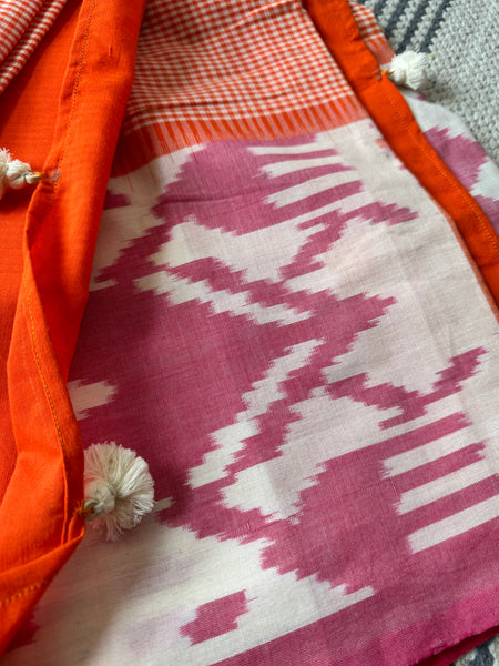 Woven double Ikkat Pochampally Cotton saree