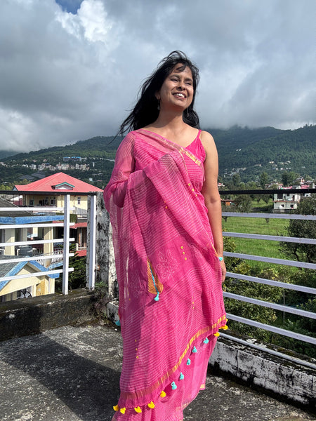 रंगमंच - Embroidered Pallu Kota Saree- Pink
