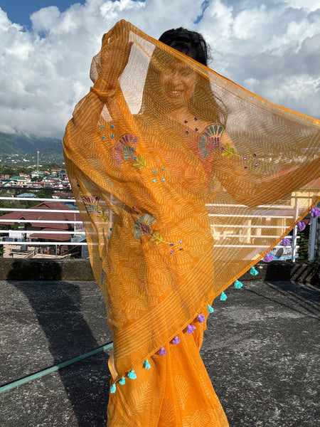 रंगमंच - Embroidered Pallu Kota Saree- Yellow