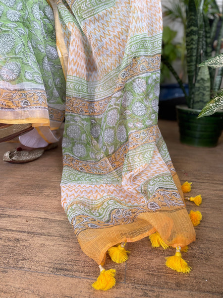 Soft Kota Doria cotton saree with Zari