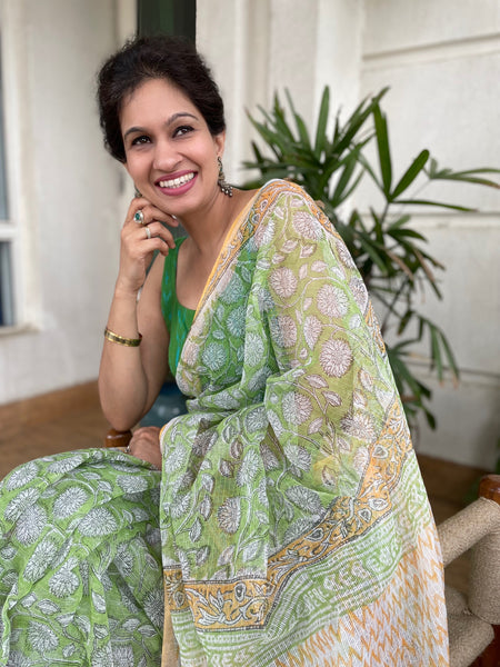 Soft Kota Doria cotton saree with Zari