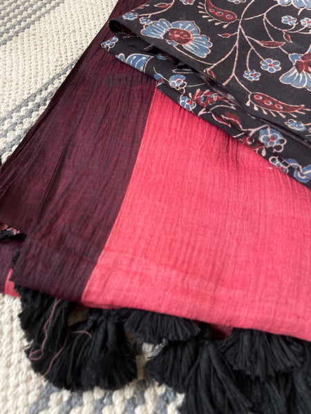 Plain Mul Cotton Saree - Rose pink ( dusty pink )