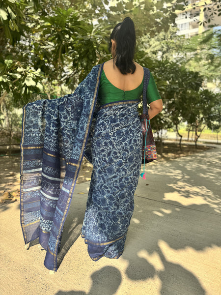 Chanderi Blockprinted Cotton Silk Saree