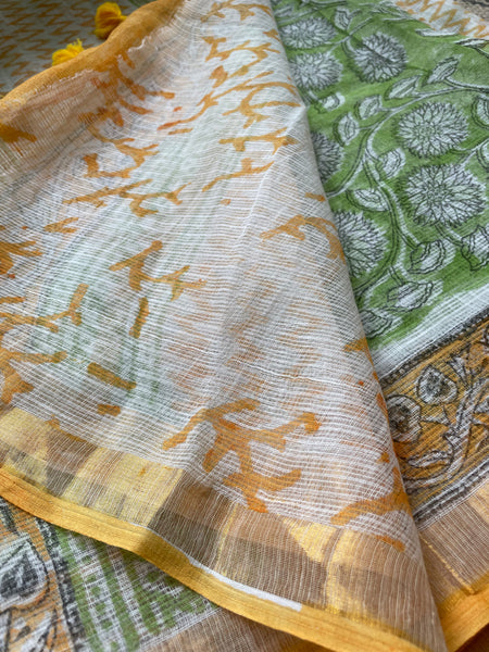 Soft Kota Doria cotton saree with Zari