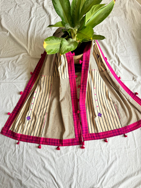 Embroidered Patchwork stole / dupatta with tassels on 4 sides