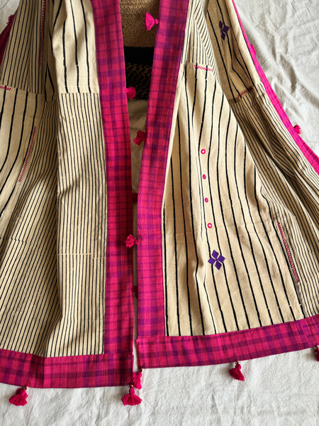 Embroidered Patchwork stole / dupatta with tassels on 4 sides