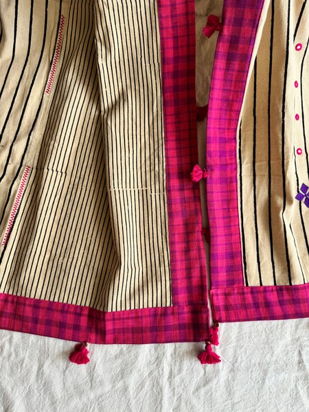 Embroidered Patchwork stole / dupatta with tassels on 4 sides