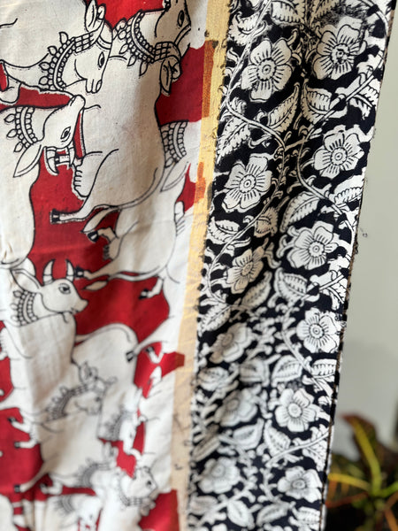 Kalamkari - Printed Bangalore Silk Saree with zari border