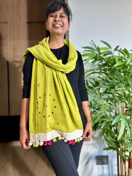 Vaani- Embroidered Stole - Khadi Cotton