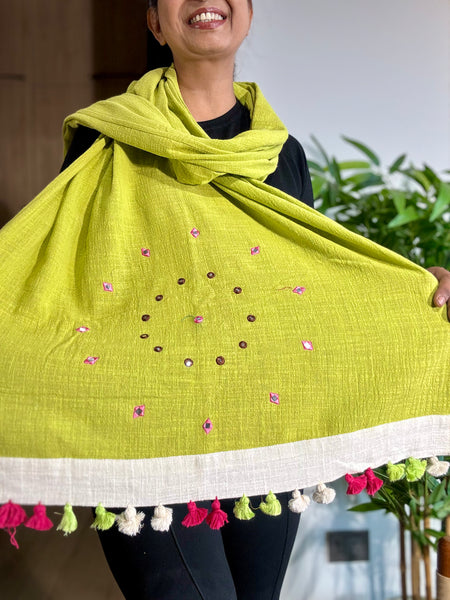 Vaani- Embroidered Stole - Khadi Cotton