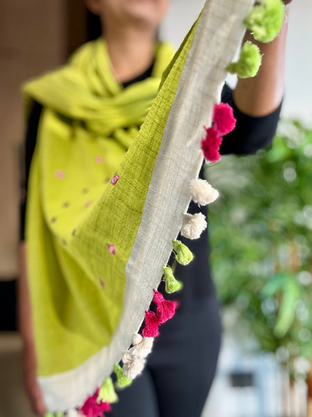 Vaani- Embroidered Stole - Khadi Cotton
