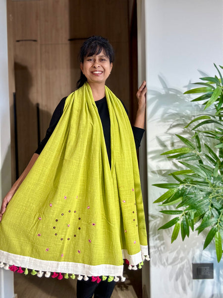 Vaani- Embroidered Stole - Khadi Cotton