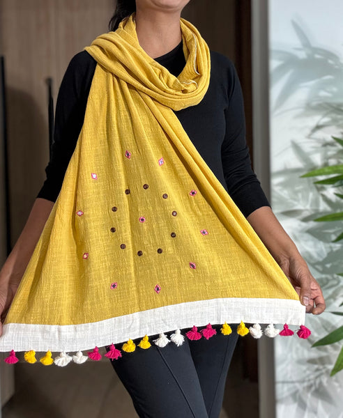 Maati- Embroidered Stole- Khadi Cotton