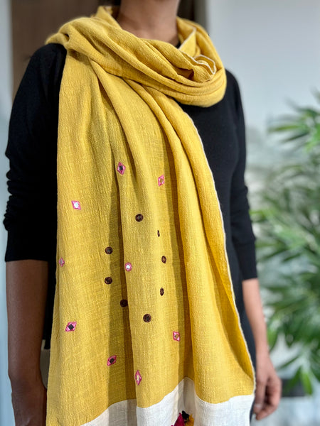 Maati- Embroidered Stole- Khadi Cotton
