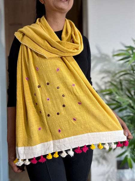 Maati- Embroidered Stole- Khadi Cotton