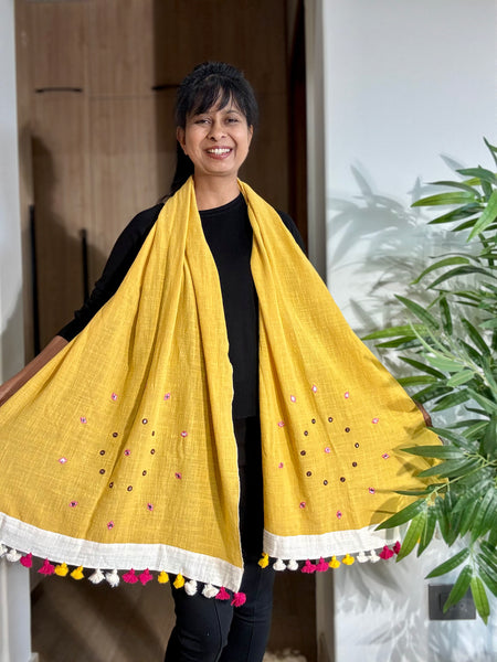 Maati- Embroidered Stole- Khadi Cotton