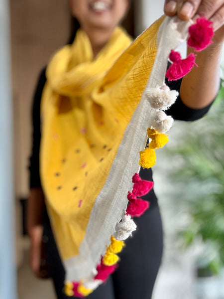 Maati- Embroidered Stole- Khadi Cotton