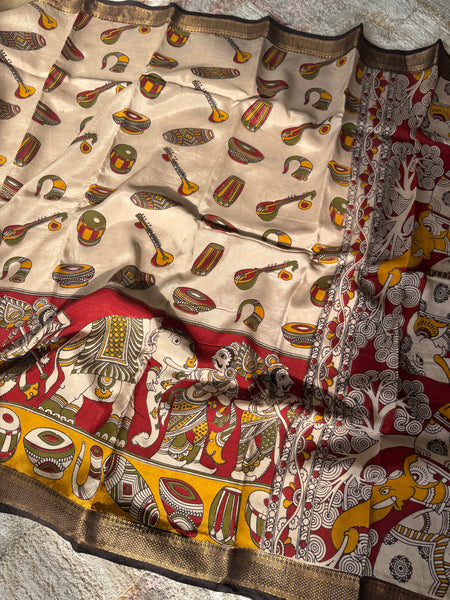 Kalamkari - Printed Bangalore Silk Zari Saree