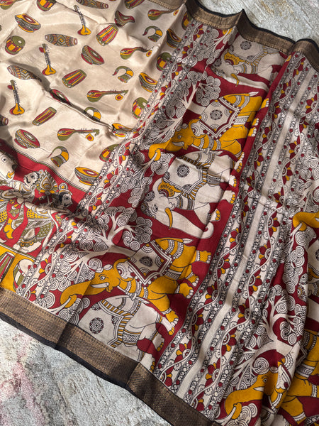 Kalamkari - Printed Bangalore Silk Zari Saree