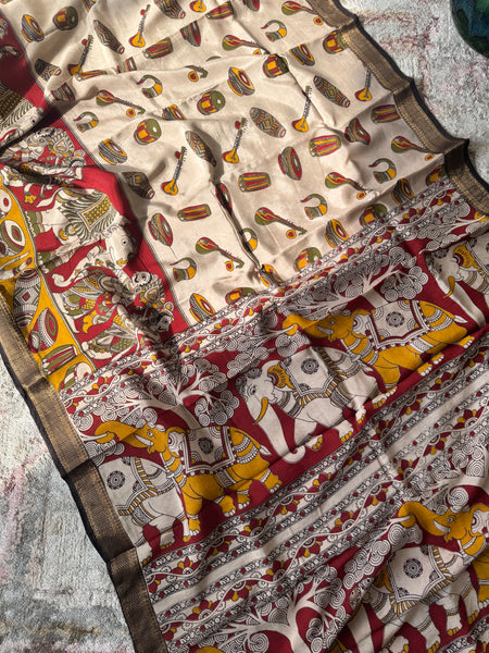 Kalamkari - Printed Bangalore Silk Zari Saree