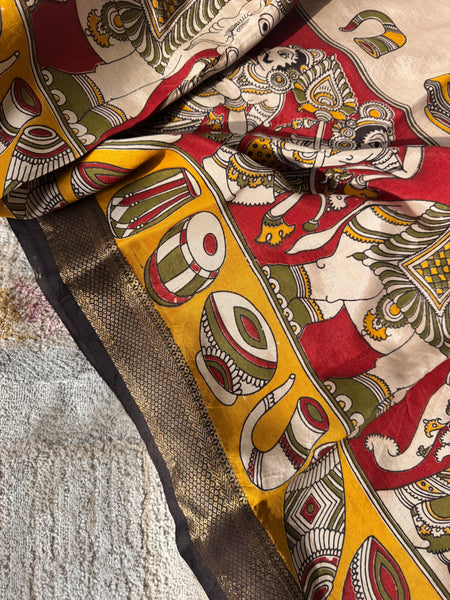 Kalamkari - Printed Bangalore Silk Zari Saree
