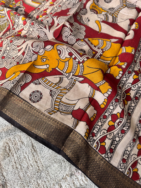 Kalamkari - Printed Bangalore Silk Zari Saree