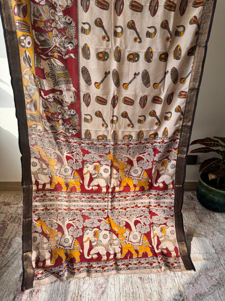 Kalamkari - Printed Bangalore Silk Zari Saree