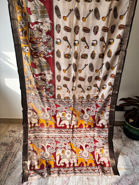 Kalamkari - Printed Bangalore Silk Zari Saree