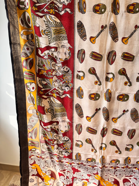 Kalamkari - Printed Bangalore Silk Zari Saree