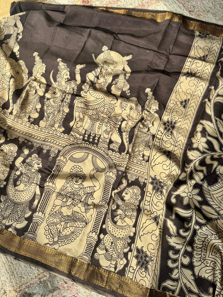 Kalamkari - Printed Bangalore Silk Zari Saree
