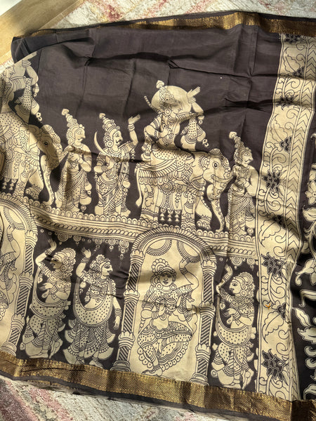 Kalamkari - Printed Bangalore Silk Zari Saree