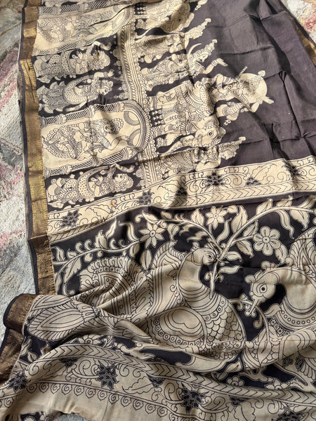 Kalamkari - Printed Bangalore Silk Zari Saree